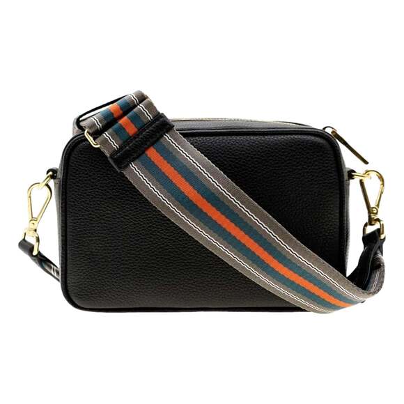 Prada Milano Vitello Phenix Nero Leather Crossbody Bag Web Stripe - Picture 3 of 6